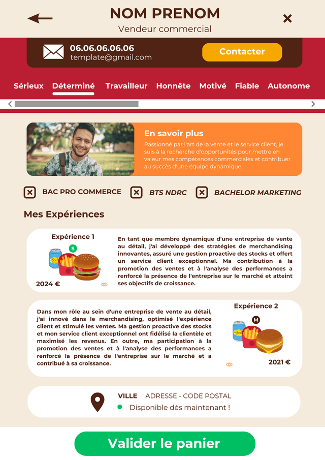 CV thème Burger King