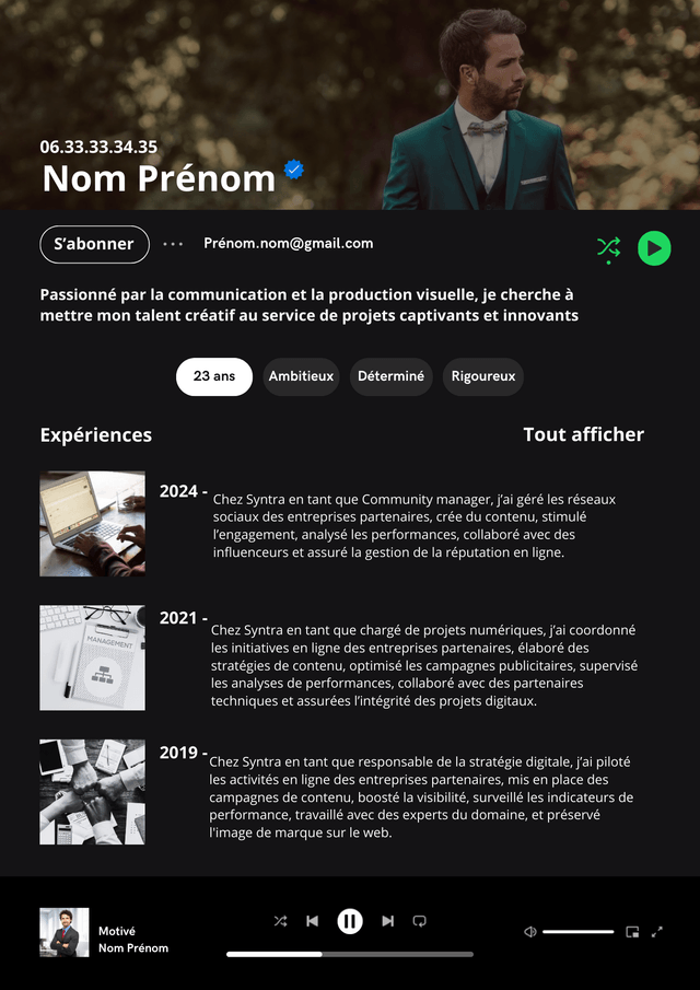 CV thème Spotify